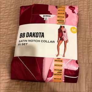 💕NWT BB Dakota Red and Pink Satin Pajama Set